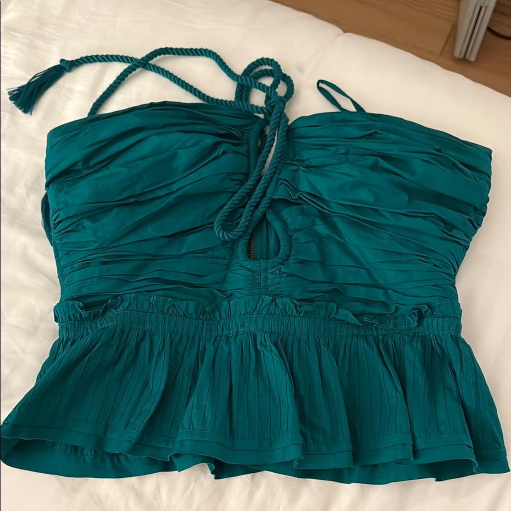 Ulla Johnson Green Ruched Tie Front Camisole